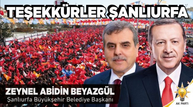 Zeynel Abidin Beyazgül’den teşekkür mesajı