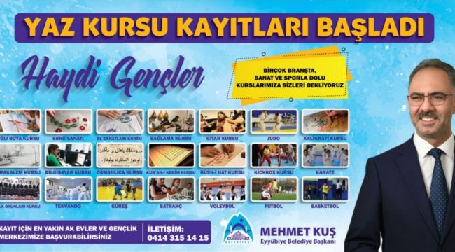 Eyyübiye Belediyesi, ilİe Gençliğini ‘Yaz Kursu’ Etkinliğine Bekliyor