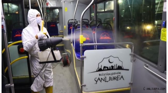 Urfa'da Toplu taşıma araçları her gün dezenfekte ediliyor