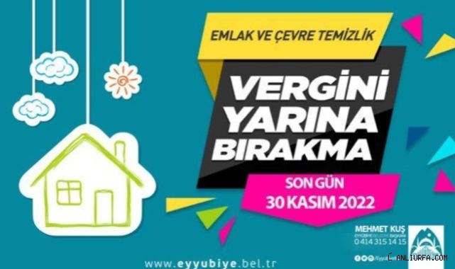 Eyyübiye Belediyesi Uyardı: Son gün 30 Kasım
