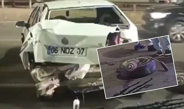 Şanlıurfa'da bariyerlere çarptı! Lastiği koptu!