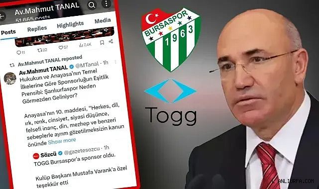 TOGG, Bursaspor'a Sponsor Oldu: Mahmut Tanal, Şanlıurfaspor'a Yapılan Ayrımcılığı Meclise Taşıdı