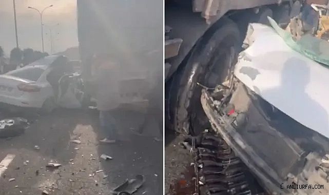 Şanlıurfa'da otomobil TIR'a çarptı! Sürücü hurdaya dönünde araçta sıkıştı!