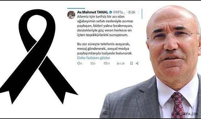 CHP Şanlıurfa Milletvekili Mahmut Tanal'dan taziye teşekkür mesajı