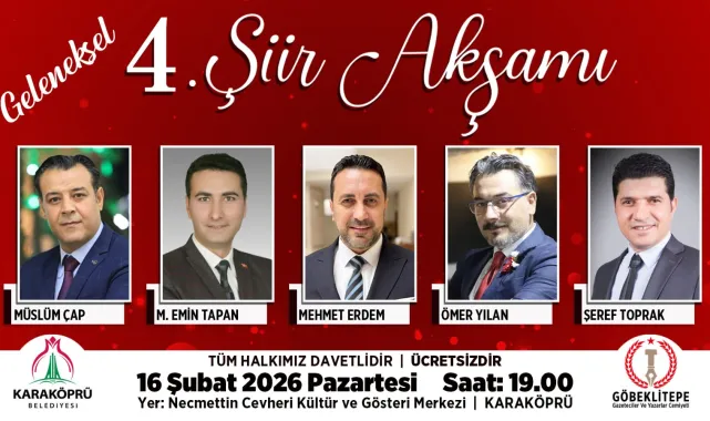 Karaköprü'de 4. Geleneksel Şiir Akşamı Düzenleniyor