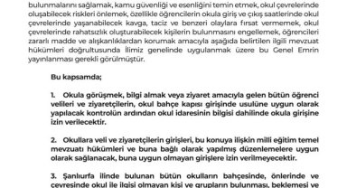 Şanlıurfa'da Okul Güvenliği İçin Yeni Genel Emir Yayımlandı