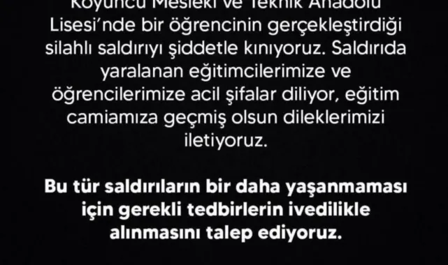Siverek'te Okulda Silahlı Saldırı: Viranşehir Belediyesi Kınadı, Yaralılara Şifa Diledi
